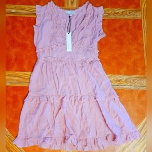 Pinch - V-Neck Ruffle Mini Dress - Dusty Rose